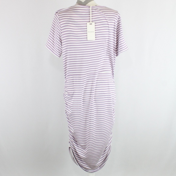Pleione Women's French Terry Striped Lavender Bodycon Dress - Picture 4 of 6